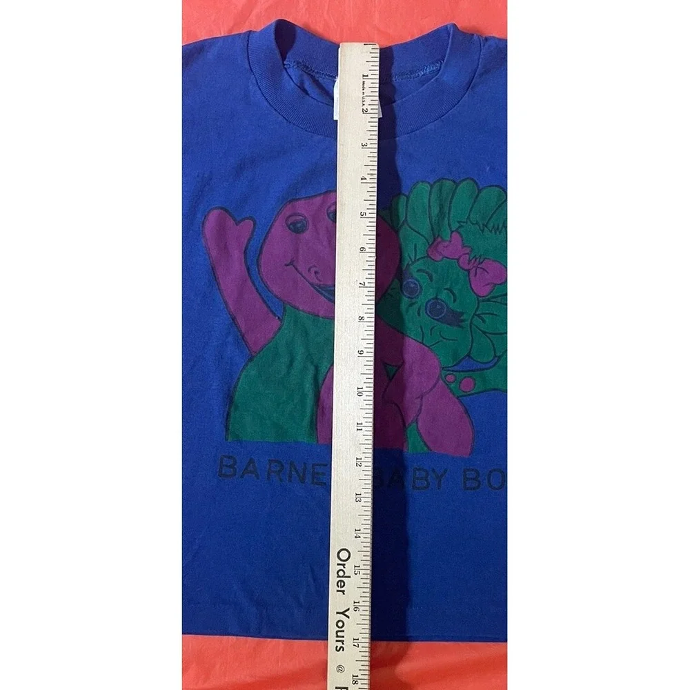 Vintage 90s Barney‎ And Baby Bop Kids Blue T-Shirt Size Medium